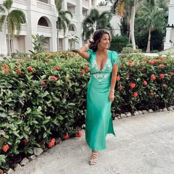 Free people Cooper Midi Dress In Verdis Green NWT Size 2 - Picture 5 of 10